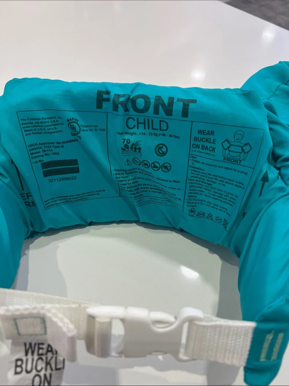 Puddle Jumper Stearns Kids Teal Crab Swim Floatation Vest with Arm Bands